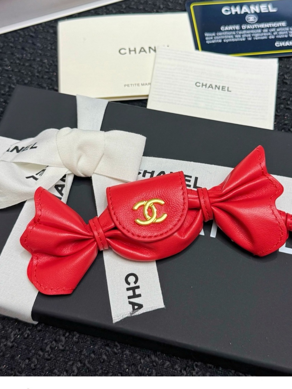 ❤️ Double C Designer Red Candy Bag Charm Key Ring